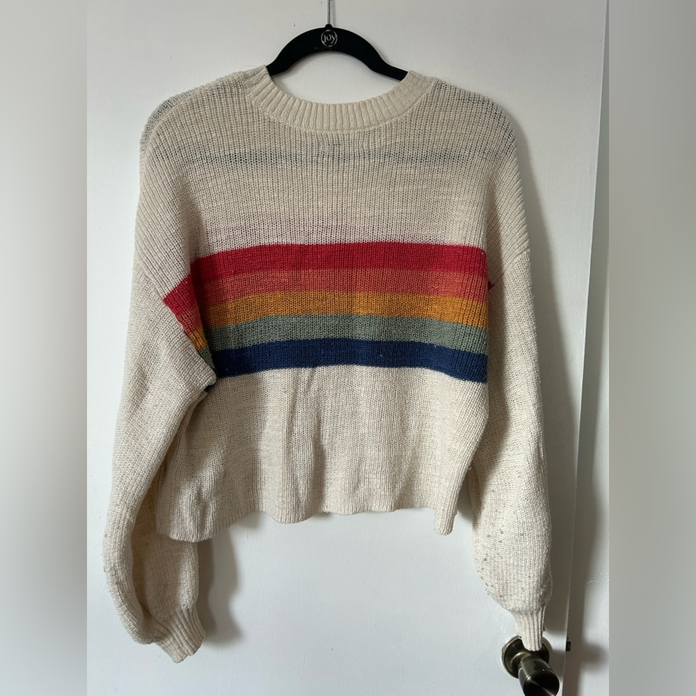American Eagle Rainbow Cropped Pullover Sweater - image 3